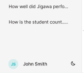 The old sidebar footer: an account name and a small moon icon, with no sign out