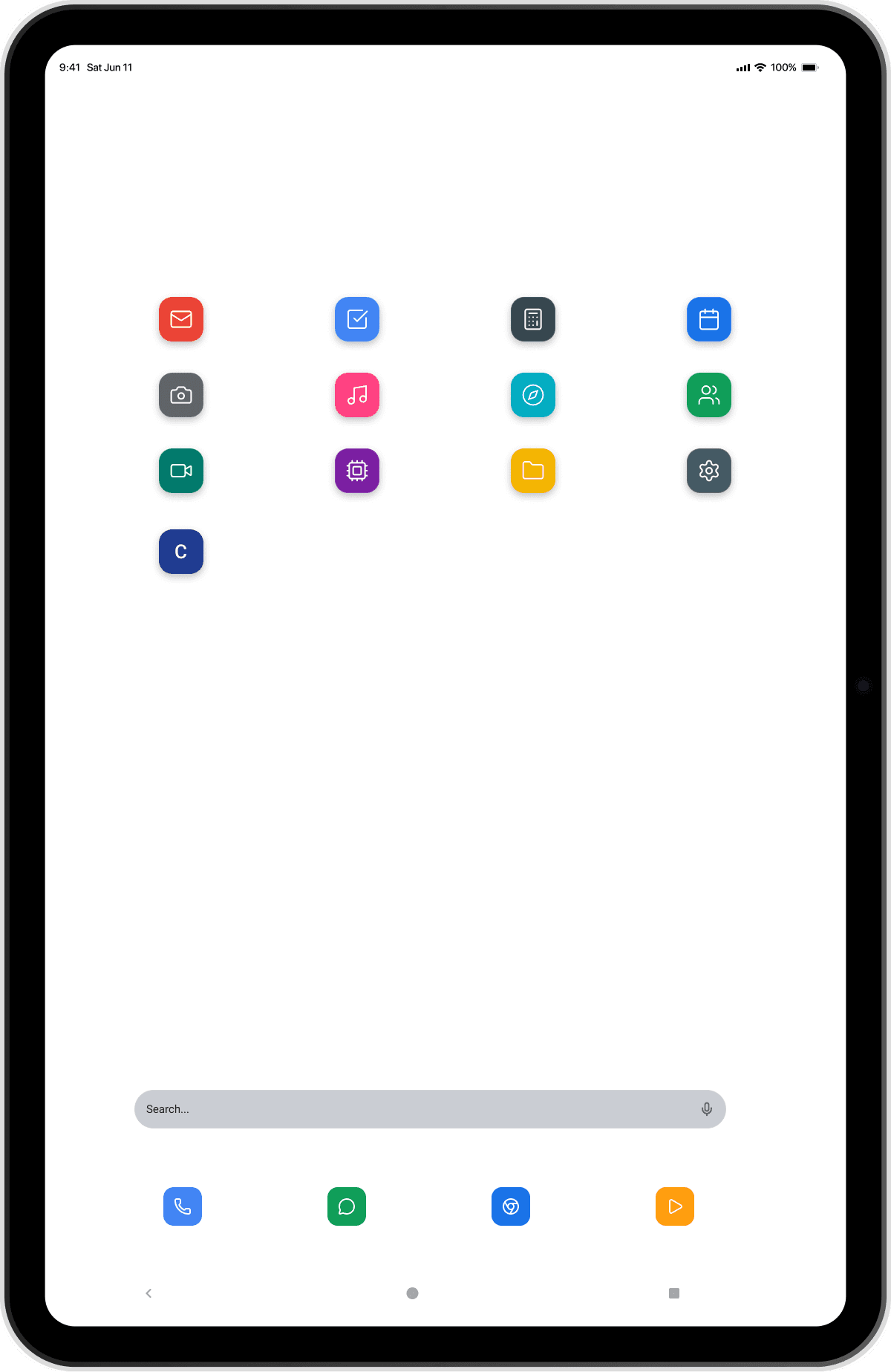 A tablet home screen with Cognition installed alongside the built-in apps